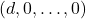 \left(d, 0, \dots, 0 \right)